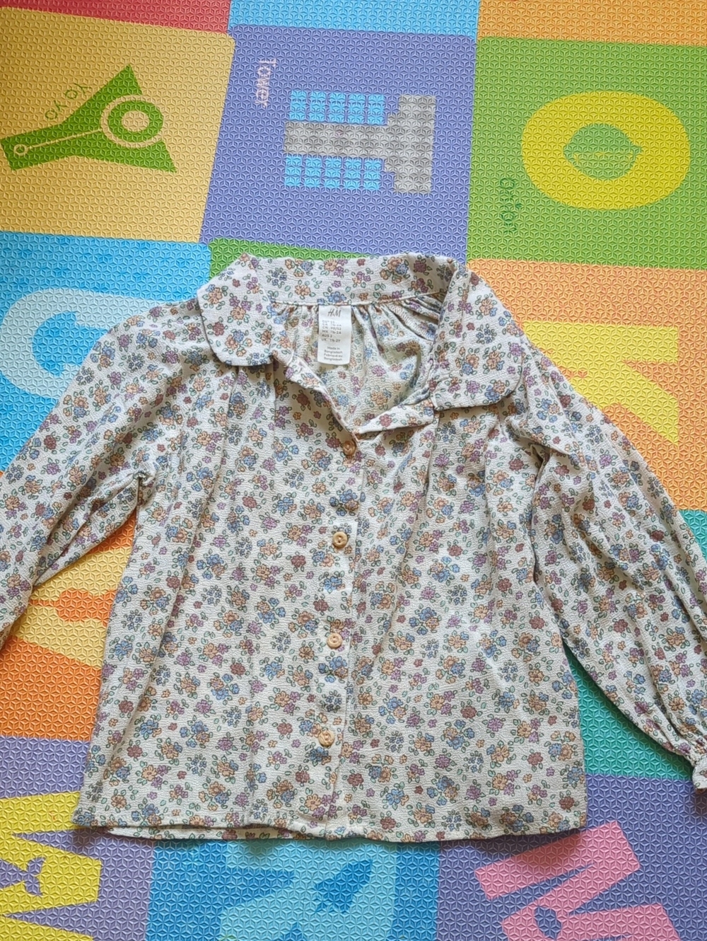 NWOT Toddler Floral Button Long-Sleeve Top - Cream with Multicolor Flowers